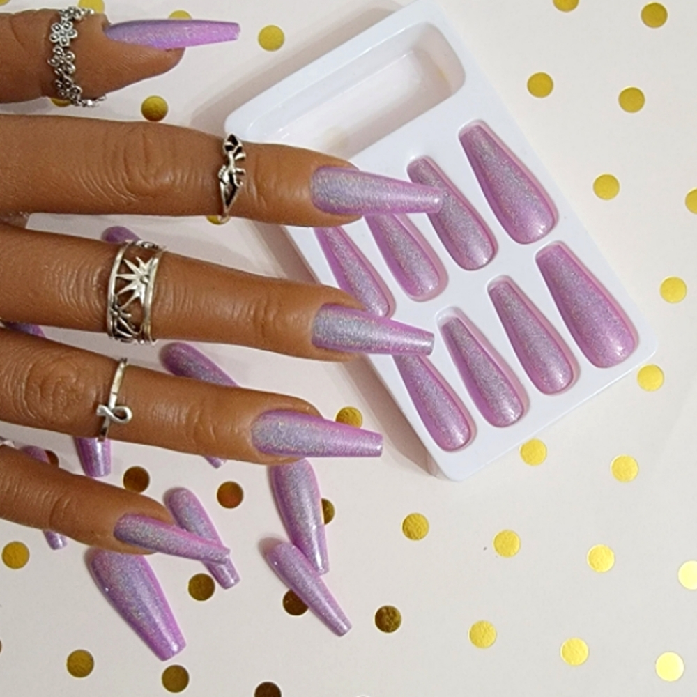 Purple Holographic-Press on nails